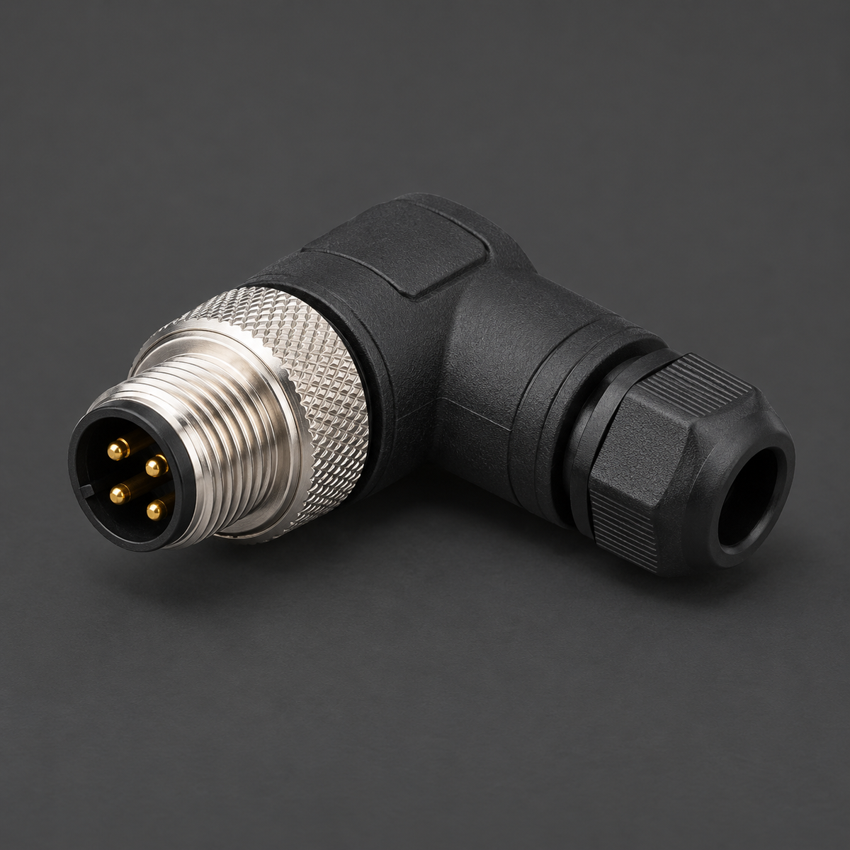 AB M12 Male 4 Pin Connector Angled Screw Terminal
