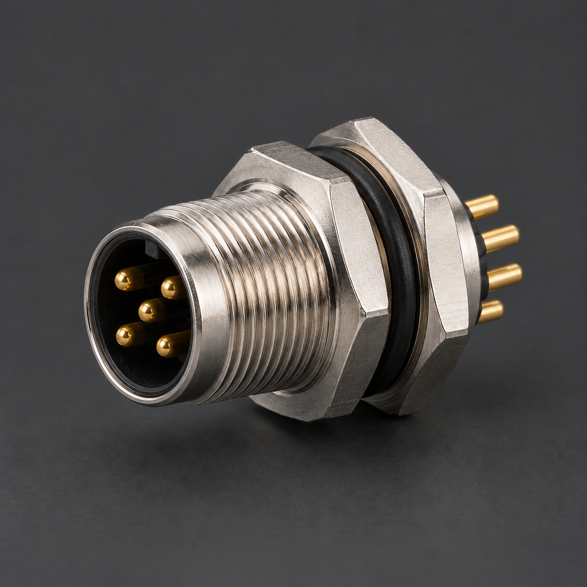 AB M12 Male 5 Pin Connector Circular Bulkhead Terminal
