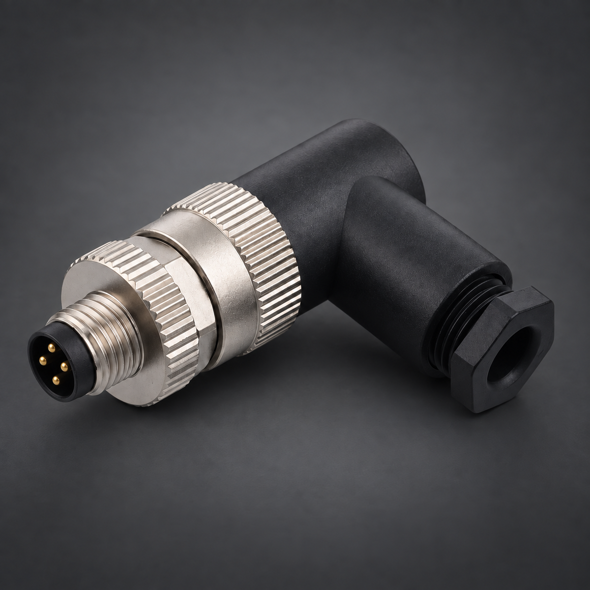 AB M8 Male 4 Pin Connector Angled Screw Terminal