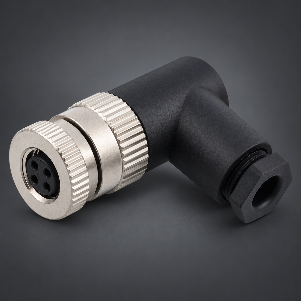AB M8 Female 4 Pin Connector Angled Screw Terminal