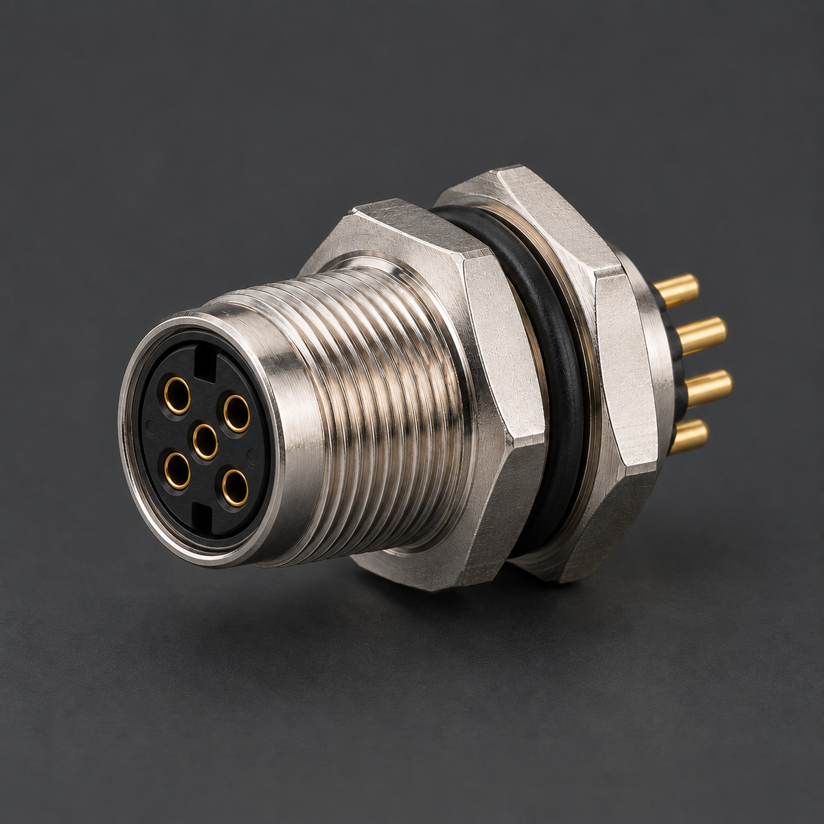 AB M12 Female 5 Pin Connector Circular Bulkhead Terminal