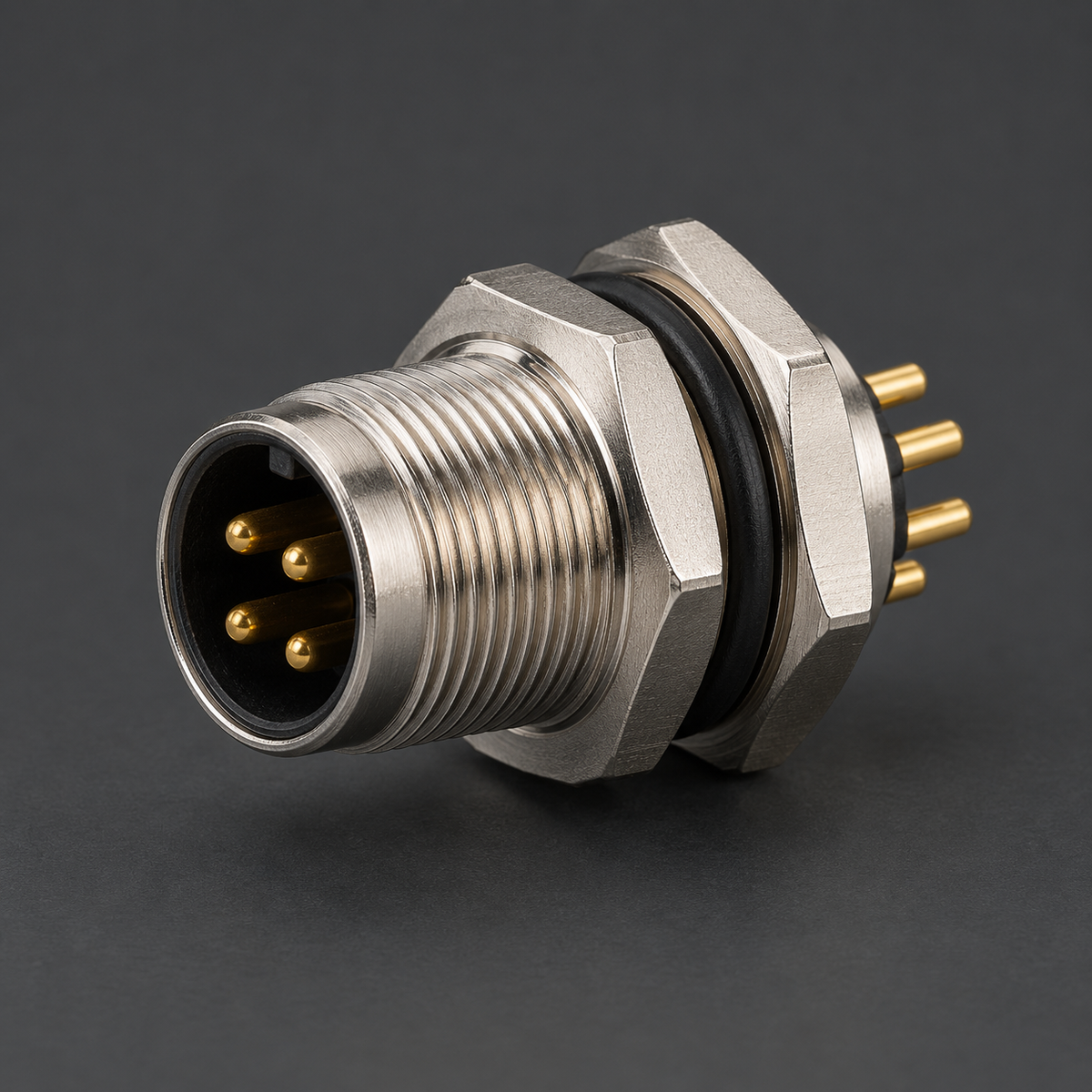 AB M12 Male 4 Pin Connector Circular Bulkhead  Terminal