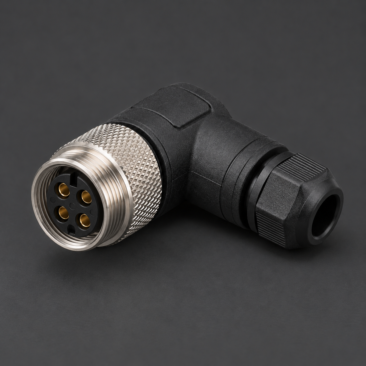 AB M12 Female 4 Pin Connector Angled Screw Terminal